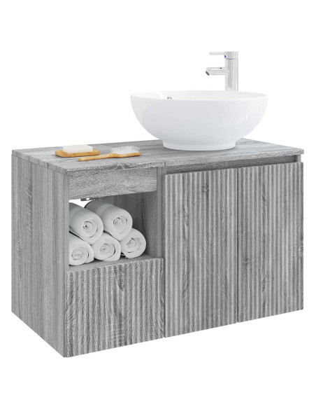 Set di mobili per il bagno 2 pz Sonoma grigio