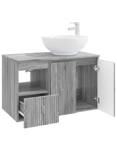 Set di mobili per il bagno 2 pz Sonoma grigio
