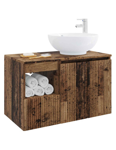 Set di mobili per il bagno 2 pz Legno antico
