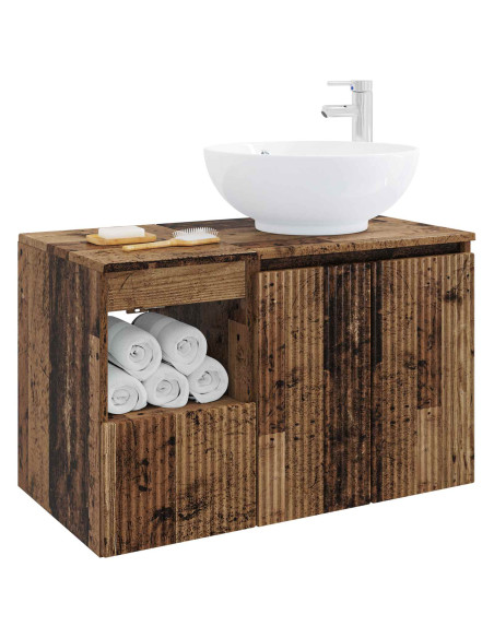 Set di mobili per il bagno 2 pz Legno antico