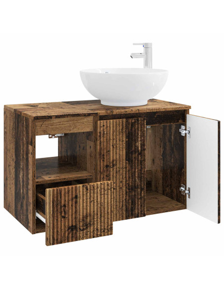 Set di mobili per il bagno 2 pz Legno antico