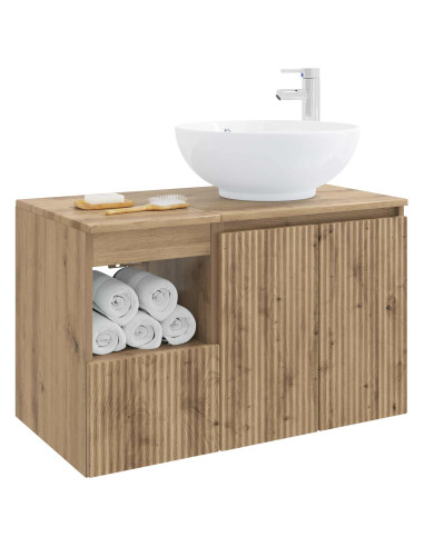 Set di mobili per il bagno 2 pz Rovere Artigianale