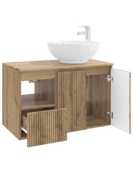 Set di mobili per il bagno 2 pz Rovere Artigianale