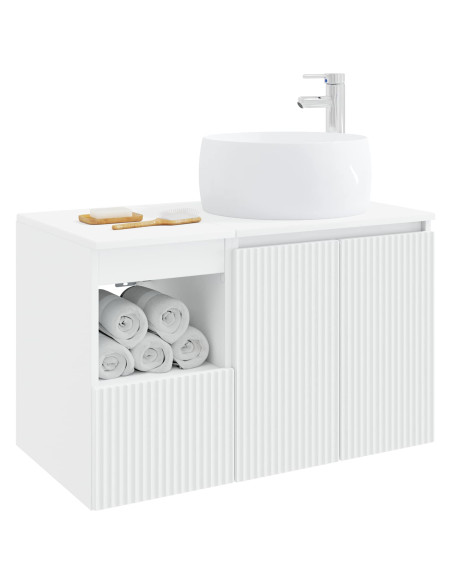 Set di mobili per il bagno 2 pz Bianco Legno ingegnerizzato