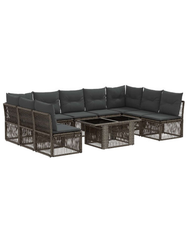 Set Divano da Giardino 10 pz Grigio polyrattan