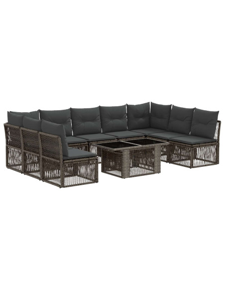 Set Divano da Giardino 10 pz Grigio polyrattan