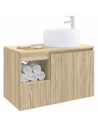 Set di mobili per il bagno 2 pz Rovere Sonoma