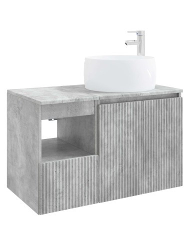 Set di mobili per il bagno 2 pz Grigio Cemento