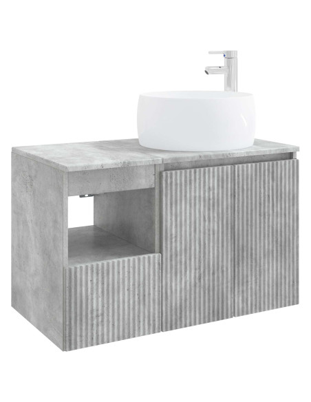 Set di mobili per il bagno 2 pz Grigio Cemento