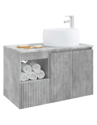 Set di mobili per il bagno 2 pz Grigio Cemento