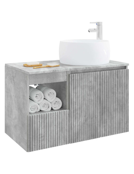 Set di mobili per il bagno 2 pz Grigio Cemento