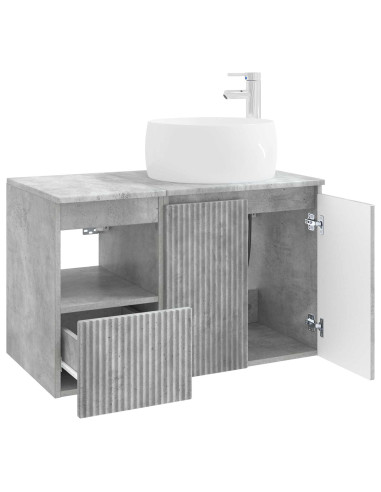 Set di mobili per il bagno 2 pz Grigio Cemento