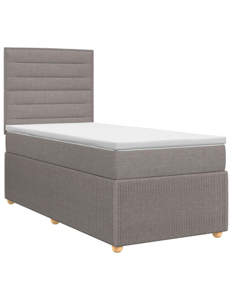 Letto box spring con materasso Tortora 90 x 190 cm Tessuto