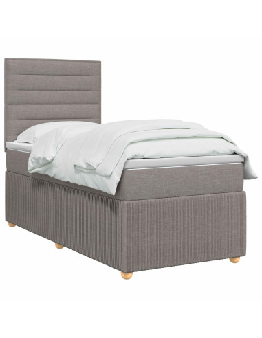 Letto Box Spring LED con Materasso Tortora 90 x 190 cm Tessuto