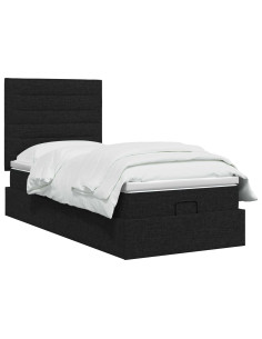 Letto ottomano con materasso Nero 80 x 200 cm Tessuto 2