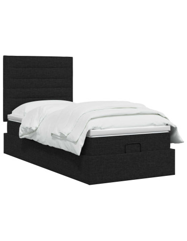 Letto ottomano con materasso Nero 80 x 200 cm Tessuto