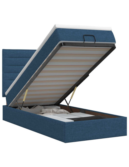 Letto ottomano con materasso Blu 90 x 190 cm Tessuto