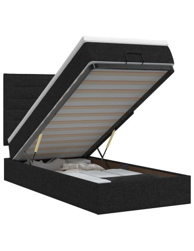 Letto ottomano con materasso Nero 90 x 200 cm Tessuto