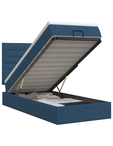 Letto ottomano con materasso Blu 90 x 200 cm Tessuto