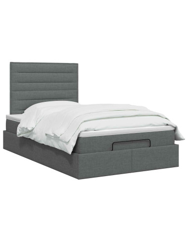 Letto ottomano con materasso Grigio Scuro 120 x 190 cm Tessuto