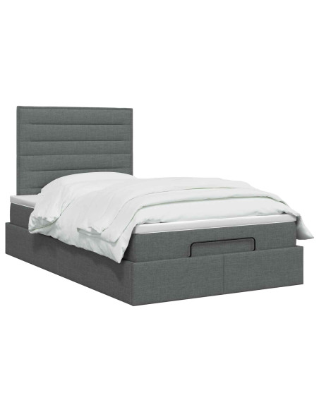 Letto ottomano con materasso Grigio Scuro 120 x 190 cm Tessuto