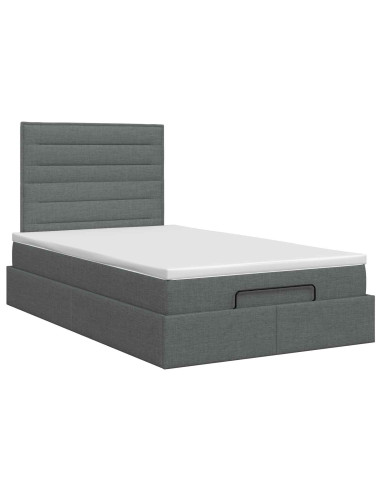 Letto ottomano con materasso Grigio Scuro 120 x 190 cm Tessuto