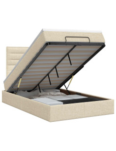 Letto ottomano con materasso Crema 120 x 190 cm Tessuto