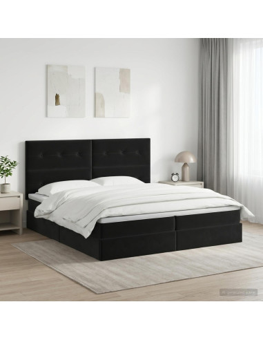 Letto con contenitore e materasso Nero 200 x 200 cm Velluto