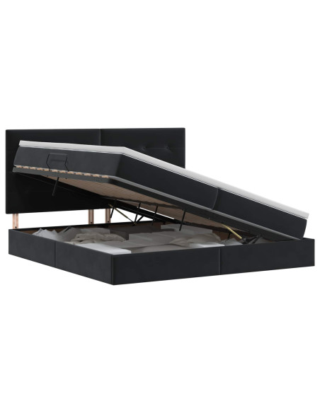 Letto con contenitore e materasso Nero 200 x 200 cm Velluto