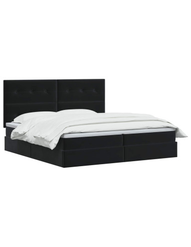 Letto con contenitore e materasso Nero 200 x 200 cm Velluto