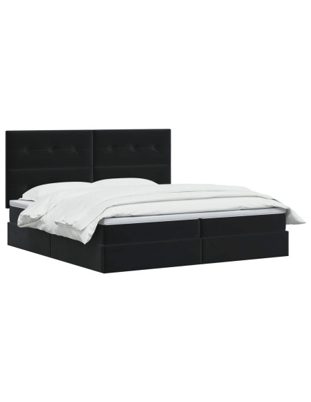 Letto con contenitore e materasso Nero 200 x 200 cm Velluto