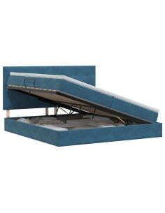 Letto con contenitore e materasso Blu Scuro 200 x 200 cm