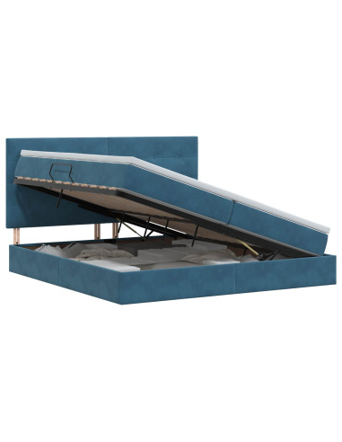 Letto con contenitore e materasso Blu Scuro 200 x 200 cm
