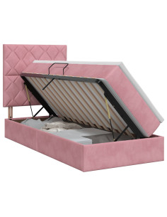 Letto con contenitore e materasso Rosa 90 x 200 cm Velluto
