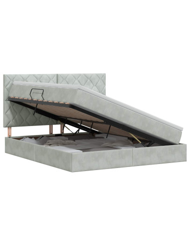 Letto con contenitore e materasso Grigio Chiaro 140 x 190 cm