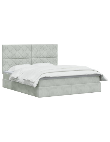 Letto con contenitore e materasso Grigio Chiaro 140 x 190 cm