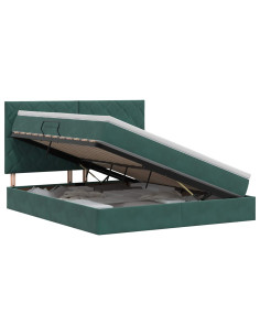 Letto con contenitore e materasso Verde Scuro 140 x 200 cm