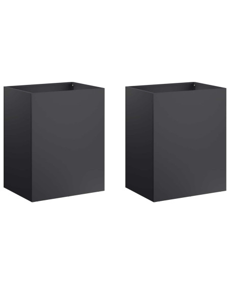 Vaso da giardino 2 pz Nero 40 x 30 x 50 cm