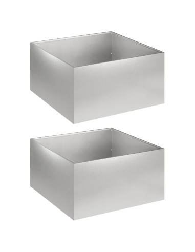 Vaso da giardino 2 pz Argento 60 x 60 x 30 cm Acciaio Inox
