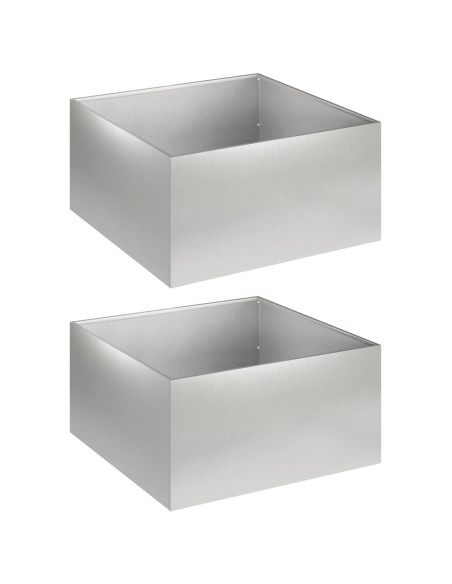 Vaso da giardino 2 pz Argento 60 x 60 x 30 cm Acciaio Inox
