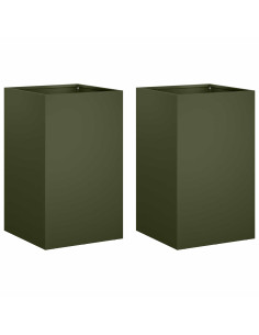 Vaso da giardino 2 pz Verde Oliva 30 x 30 x 50 cm 2