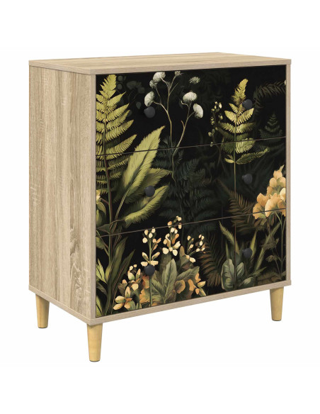 Cassettiera RHENEN Stampa tropicale 66 x 36,5 x 75 cm Sonoma