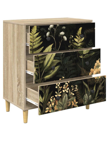 Cassettiera RHENEN Stampa tropicale 66 x 36,5 x 75 cm Sonoma