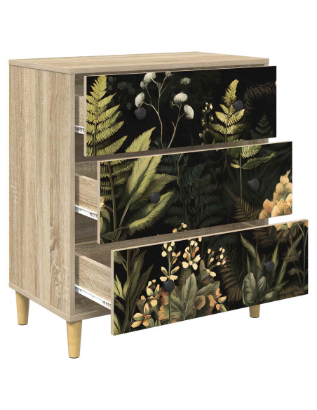 Cassettiera RHENEN Stampa tropicale 66 x 36,5 x 75 cm Sonoma