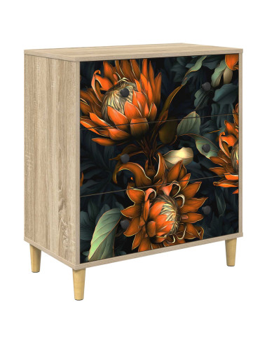 Cassettiera LOCHEM Stampa arancione 66 x 36,5 x 75 cm Sonoma