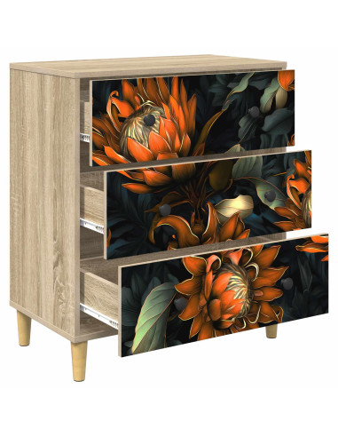 Cassettiera LOCHEM Stampa arancione 66 x 36,5 x 75 cm Sonoma