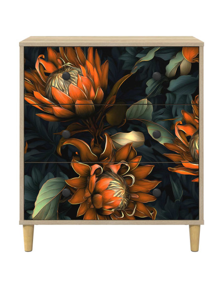 Cassettiera LOCHEM Stampa arancione 66 x 36,5 x 75 cm Sonoma