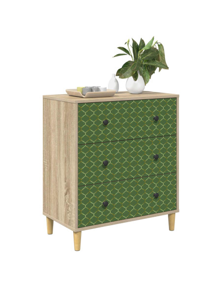 Cassettiera GELEEN Stampa geometrica smeraldo 66 x 36,5 x 75 cm