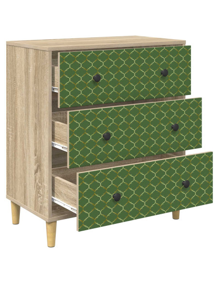 Cassettiera GELEEN Stampa geometrica smeraldo 66 x 36,5 x 75 cm