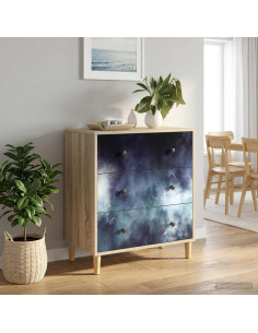 Cassettiera RAALTE Stampa in marmo blu 66 x 36,5 x 75 cm Sonoma